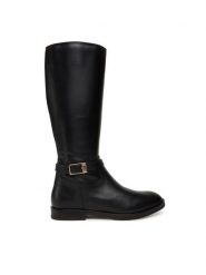 Tommy Hilfiger Kozaki T4A6-34037-0036 Czarny. Czarne kozaki damskie Tommy Hilfiger, bez wzorów, ze skóry, bez obcasa, na płaskiej podeszwie, bez zapięcia. Za 589.99 zł.