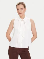 Rinascimento Bluzka CFC0125089003 Biały Regular Fit. Białe bluzki damskie Rinascimento, xs, bez wzorów, z syntetyku, bez kołnierzyka, bez ramiączek. Za 339.99 zł.