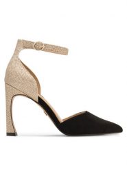 Nine West Czółenka ATIYA JF2186-1 Czarny. Czarne czółenka damskie Nine West, bez wzorów, z materiału, bez obcasa, bez zapięcia. Za 137.99 zł.