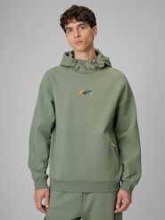 4F Bluza dresowa regular z kapturem męska - khaki M. Brązowe bluzy sportowe męskie 4F, m, bez wzorów, z dresówki, z kapturem. Za 249.99 zł.