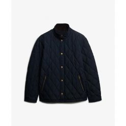 Kurtka puchowa Superdry Estate Country. Niebieskie kurtki męskie Superdry, s, z aplikacjami, z puchu, eleganckie, bez kaptura. Za 476.75 zł.