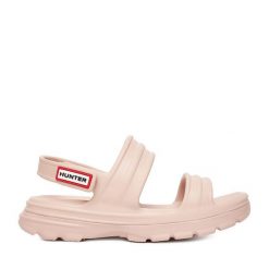 Sandały Hunter. Czerwone sandały damskie Hunter, bez wzorów, bez obcasa, na płaskiej podeszwie, bez zapięcia. Za 139.99 zł.