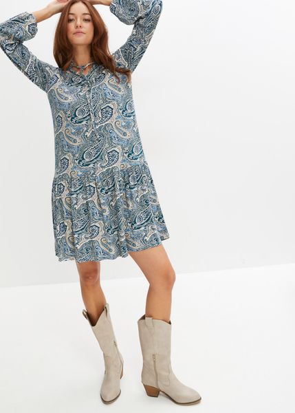 Dżersejowa sukienka z mieszanki wiskozy. Czarne sukienki damskie bonprix, bez wzorów, z dżerseju, bez kołnierzyka, bez ramiączek. Za 107.99 zł.