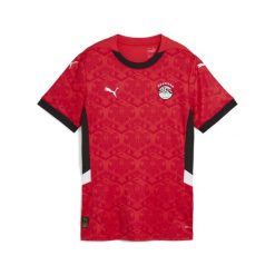 Damska koszulka domowa Egipt 2025 PUMA Red Black. Czarne bluzki damskie Puma, l, bez wzorów, sportowe, bez kołnierzyka, bez ramiączek. Za 419.00 zł.