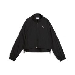 Damska rozpinana kurtka z tkaniny HER o luźnym kroju PUMA. Czarne kurtki sportowe damskie Puma, bez wzorów, z tkaniny, bez ramiączek, bez kaptura, do biegania. Za 269.00 zł.