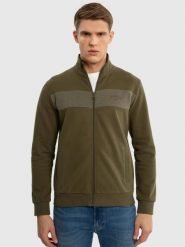 Bluza męska bawełniana na stójce khaki Johnson 303. Zielone bluzy męskie BIG STAR, l, bez wzorów, z bawełny, biznesowe, bez ramiączek, bez kaptura. W wyprzedaży za 179.99 zł.