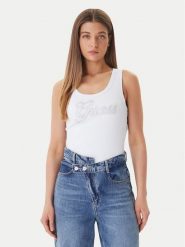 Guess Top W6GP22 K2954 Biały Regular Fit. Białe topy damskie Guess, l, z aplikacjami, z syntetyku, bez kołnierzyka, bez ramiączek. Za 189.99 zł.