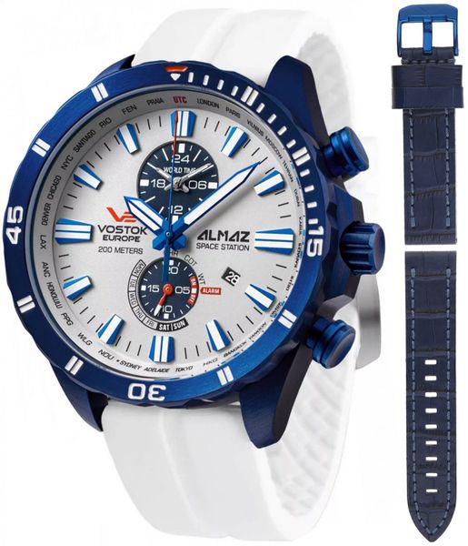 Zegarek męski Vostok Europe YM8J-320D657SW biały. Białe zegarki męskie Vostok Europe, bez wzorów. Za 4,098.45 zł.