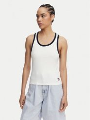 Tommy Hilfiger Top UW0UW06308 Biały Regular Fit. Białe topy damskie Tommy Hilfiger, s, bez wzorów, z syntetyku, bez kołnierzyka, bez ramiączek. Za 169.99 zł.