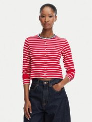 Tommy Jeans Kardigan DW0DW22805 Czerwony Slim Fit. Czerwone kardigany damskie Tommy Jeans, s, bez wzorów, z jeansu, bez kołnierzyka. Za 229.99 zł.