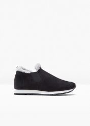 Sneakersy. Czarne obuwie sportowe damskie bonprix, na zimę, bez wzorów, bez zapięcia. Za 119.99 zł.