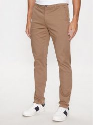 Lindbergh Chinosy 30-005044 Beżowy Slim Fit. Brązowe eleganckie spodnie męskie Lindbergh, bez wzorów, z bawełny. Za 219.99 zł.