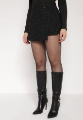 Czarne Spódnico-Szorty z Wełną i Cekinami Fedara. Czarne szorty damskie Born2be, bez wzorów, z wełny, klasyczne. Za 129.99 zł.