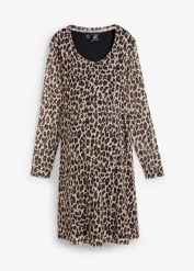 Sukienka ciążowa i do karmienia 2 w 1, w cętki leoparda. Brązowe sukienki damskie bonprix, bez wzorów, bez kołnierzyka, moda ciążowa, bez ramiączek. Za 127.99 zł.