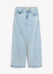Dżinsy Wide Leg, high waist, cropped. Szare jeansy damskie bonprix, bez wzorów, z jeansu, z podwyższonym stanem, krótkie. Za 47.99 zł.