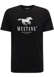 MUSTANG ALEX C PRINT MĘSKI T-SHIRT KOSZULKA LOGO TEE BLACK 1015051 4142. Czarne t-shirty męskie Mustang, m, bez wzorów, z bawełny, bez kołnierzyka, bez ramiączek. Za 69.99 zł.