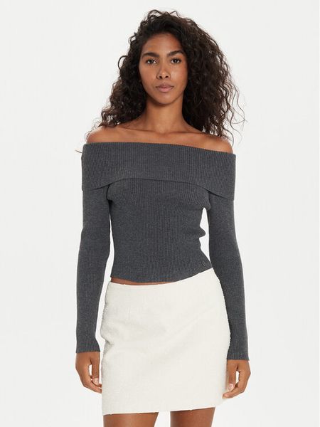 Guess Sweter Nina W4BR73 Z3K92 Szary Slim Fit. Szare swetry nierozpinane damskie Guess, xl, z aplikacjami, z syntetyku, bez kołnierzyka, bez ramiączek. Za 179.99 zł.