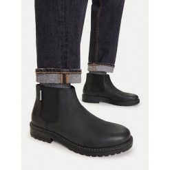 Sztyblety Guess Jeans. Czarne botki męskie Guess Jeans, z aplikacjami, z jeansu, bez obcasa, bez zapięcia. Za 299.99 zł.