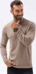 Ombre Sweter męski z golfem E179 - brązowy XXL. Brązowe swetry męskie Ombre, m, bez wzorów, bez kołnierzyka, bez ramiączek. Za 39.99 zł.