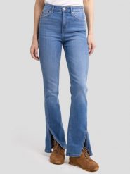 Jeansy damskie bootcut z rozcięciami niebieskie Blake 402. Niebieskie jeansy damskie BIG STAR, bez wzorów, z denimu, eleganckie, z podwyższonym stanem. W wyprzedaży za 99.99 zł.