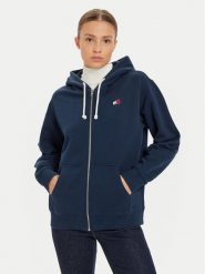 Tommy Jeans Bluza Tjw Rlx Badge Zipthru DW0DW19932 Granatowy Regular Fit. Niebieskie bluzy damskie Tommy Jeans, xxs, bez wzorów, z bawełny, bez ramiączek, bez kaptura. Za 299.99 zł.