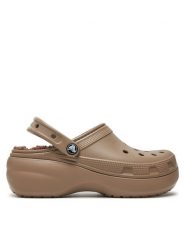 Crocs Klapki Classic Platform Lined Clog W 207938 Brązowy. Brązowe klapki damskie Crocs, bez wzorów, z tworzywa sztucznego, bez obcasa, bez zapięcia. Za 329.99 zł.