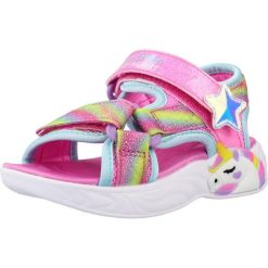 Sandały SKECHERS UNICORN DREAMS SANDAL- DREAMY Rose. Czerwone sandały damskie Skechers, bez wzorów, z materiału, bez zapięcia. Za 179.99 zł.
