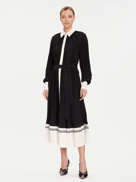 KARL LAGERFELD Sukienka koszulowa A4W13047 Czarny Regular Fit. Czarne sukienki damskie KARL LAGERFELD, bez wzorów, z syntetyku, bez kołnierzyka, bez ramiączek, koszulowe. Za 1,129.00 zł.