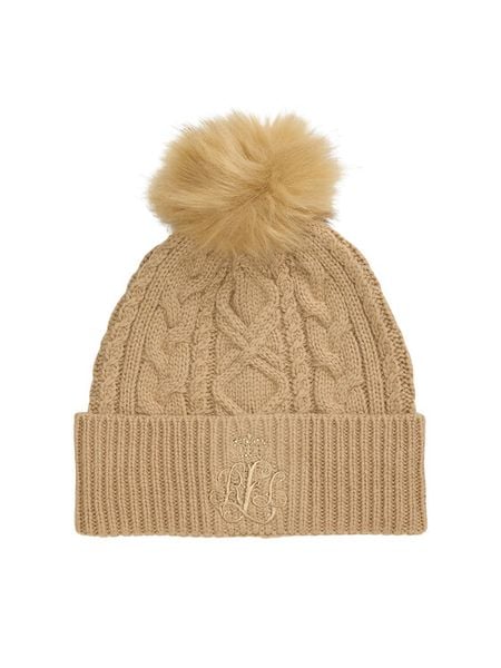 LAUREN RALPH LAUREN Czapka 454P04466002 Beżowy. Brązowe czapki damskie Lauren Ralph Lauren, na zimę, bez wzorów, z poliesteru. Za 279.99 zł.