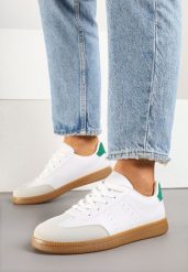 Białe Sneakersy w Stylu Tenisówek z Perforacją Reiaris. Białe obuwie sportowe damskie Born2be, bez wzorów, z jeansu, bez zapięcia, tenisowe. Za 89.99 zł.