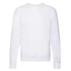 Lekka Raglanowa Bluza Unisex Dla Dorosłych. Białe bluzy męskie fruit of the loom, l, bez wzorów, bez ramiączek, bez kaptura. Za 68.99 zł.
