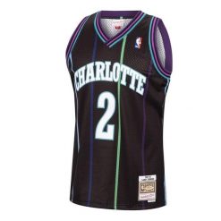 Koszulka NBA Charlotte Hornets Larry Johnson. Czarne bluzki damskie Mitchell & Ness, bez wzorów, sportowe, bez kołnierzyka, bez ramiączek. Za 486.50 zł.