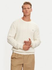 Tommy Hilfiger Sweter MW0MW33132 Biały Regular Fit. Białe swetry męskie Tommy Hilfiger, m, bez wzorów, z bawełny, bez kołnierzyka, bez ramiączek. Za 339.99 zł.