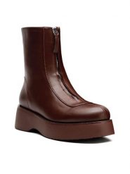 Jenny Fairy Botki HZ030201-01 Bordowy. Czerwone botki damskie Jenny Fairy, bez wzorów, ze skóry, bez obcasa, na płaskiej podeszwie, bez zapięcia. Za 159.99 zł.