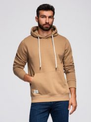 Męska bluza dresowa BASIC kangurka z kapturem - brązowa V2 B1674 XXL. Brązowe bluzy męskie Ombre, m, bez wzorów, z dresówki, bez ramiączek, z kapturem. Za 236.00 zł.
