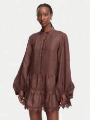 Bardot Sukienka codzienna Antonia 59849DB2 Brązowy Relaxed Fit. Brązowe sukienki damskie Bardot, na co dzień, bez wzorów, ze lnu, bez kołnierzyka, bez ramiączek, proste. Za 1,014.00 zł.