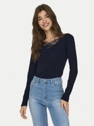 ONLY Bluzka Kira 15302894 Granatowy Slim Fit. Niebieskie bluzki damskie ONLY, l, bez wzorów, z bawełny, bez kołnierzyka, bez ramiączek. Za 89.99 zł.