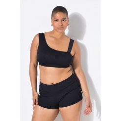 Damskie Hipsterki kąpielowe obcisły krój wysoki stan elastyczny pas. Czarne bikini Ulla Popken, plus size, bez wzorów, z elastanu. Za 125.99 zł.