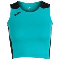 Tank top do biegania damski Joma Record II Crop top. Czarne topy damskie Joma, m, bez wzorów, sportowe, bez kołnierzyka, bez ramiączek. Za 73.99 zł.