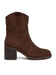 JENNY Botki CEO-HYF2T651S-1 Brązowy. Brązowe botki damskie Jenny, bez wzorów, z materiału, bez obcasa, na słupku, bez zapięcia. Za 169.99 zł.
