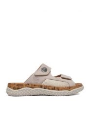 Rieker Klapki CEO-V0302-60 Beżowy. Brązowe klapki damskie Rieker, bez wzorów, ze skóry, bez obcasa, bez zapięcia. Za 349.99 zł.