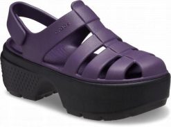 Sandały Dla Kobiet Crocs Stomp Fisherman Sandal. Fioletowe sandały damskie Crocs, bez wzorów, z materiału, bez obcasa, na platformie, bez zapięcia. Za 230.99 zł.