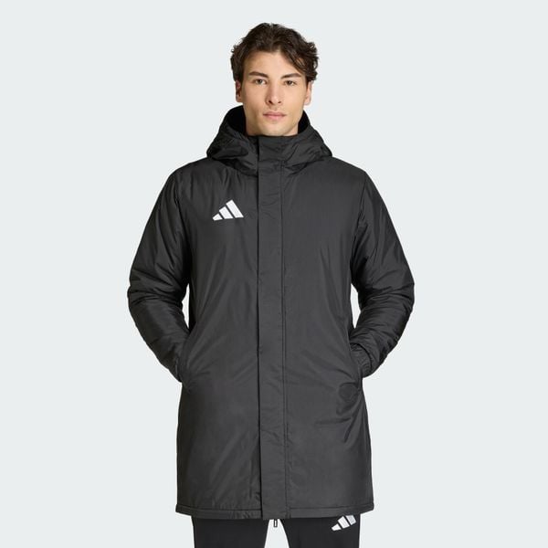 Kurtka Entrada26 Stadium. Białe kurtki męskie Adidas, xl, z aplikacjami, z materiału, z kapturem, do piłki nożnej. Za 439.00 zł.