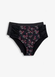 Figi bikini shape (2 pary), z poliamidu z recyklingu, silny stopień modelowania sylwetki. Czarne bikini bonprix, bez wzorów, z poliamidu. Za 95.98 zł.