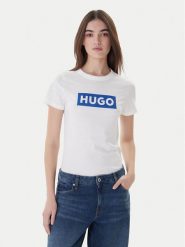 HUGO T-Shirt Classic 50510772 Biały Slim Fit. Białe t-shirty damskie Hugo, xs, bez wzorów, z bawełny, bez kołnierzyka, bez ramiączek. Za 129.99 zł.