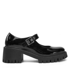 Półbuty DeeZee. Czarne półbuty damskie DeeZee, bez wzorów, bez obcasa, na obcasie, bez zapięcia. Za 139.99 zł.