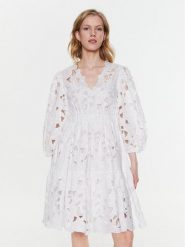 Red Valentino Sukienka codzienna 2R3VA22Y6QA Biały Regular Fit. Białe sukienki damskie Red Valentino, na co dzień, bez wzorów, z syntetyku, bez kołnierzyka, bez ramiączek, proste. Za 4,499.00 zł.