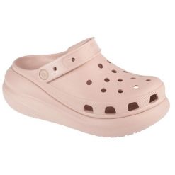 Klapki Crocs Classic Crush Clog 207521-6UR różowe. Czerwone klapki damskie bez wzorów, eleganckie, bez obcasa, bez zapięcia. Za 392.06 zł.