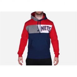 Bluza sportowa męska Mitchell & Ness New Jersey Nets. Czerwone bluzy sportowe męskie Mitchell & Ness, m, bez wzorów, z jersey, z kapturem. Za 525.00 zł.
