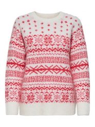 ONLY Sweter Xmas Nordic 15354824 Czerwony Regular Fit. Czerwone swetry nierozpinane damskie ONLY, xs, bez wzorów, z syntetyku, bez kołnierzyka, bez ramiączek. Za 169.99 zł.